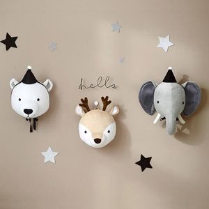 Muurdecor dieren hoofd muur decoratie gevuld speelgoed pluche eenhoorn herten olifanten hoofden muur hangende kinderkamer decoratie baby kwekerij decor 230323