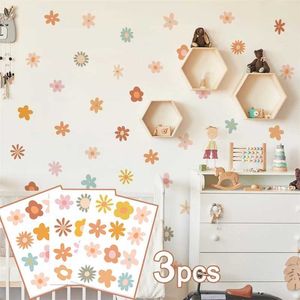 Décoration murale Boho Daisy Floral Wall Stickers For Kids Chooms Enfants amovibles Baby Nursery Vinyl Wall Decals Girls Room Decoration Interior D240528