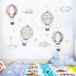 Wall Decor Cartoon Air Balloon Clouds Star Stickers Kinderdagverblijf Depickers Art Verwijderbare Picture Posters For Baby Kids Room Home 230411