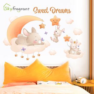 Muurdecor creatieve cartoon schattige konijn dierenstickers voor kinderkamers baby slaapkamer ation huis zelfklevend 230220