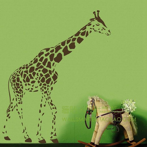 Décoration murale créative girafe murale stickers muraux verre autocollants salon chambre canapé toile de fond girafe autocollants 231204