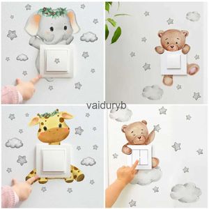 Decoración de pared Linda jirafa oso elefante estrella interruptor pegatina niño bebé dormitorio decoración autoadhesivo hogar papel tapiz niño Decalsvaiduryb