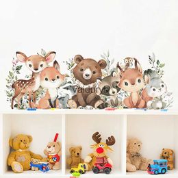 Muur Decor Bos Dieren Cartoon Beer Herten Konijn Aquarel Stickers voor Kwekerij Kinderen Kamers Jongens Babykamer Decoratie Homevaiduryb