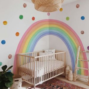 Wanddecor funlife dots stippen stickers regenboog muurschildering kinderen papier kinderdagverblijfstickers slaapkamer waterdichte kinderen baby's kamer 230411