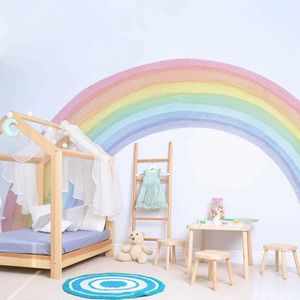Muurdecor grote regenboog pastel muurstickers muurschildering kinderdagverblijf kinderkamer muurstickers
