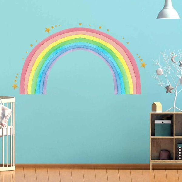 Décoration murale Rainbow Star Sticker mural décoratif bricolage décalé de décalage mural coloré pour enfants pour enfants fond de chambre décoration de salle de jeux D240528