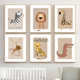 Wall Decor Safari Dieren Leeuw Giraffe Zebra Tijger Aap Poster Print Canvas Schilderij Nursery Art Foto Nordic Kids Bedroomvaiduryb