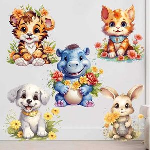 Décoration murale tigres chats chiens lapins divers animaux autocollants muraux