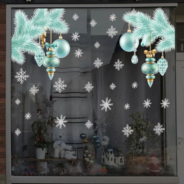 Décoration murale flocon de neige blanc autocollant électrostatique fenêtre chambre d'enfants autocollants muraux de noël autocollants pour la maison décoration année papier peint 231204