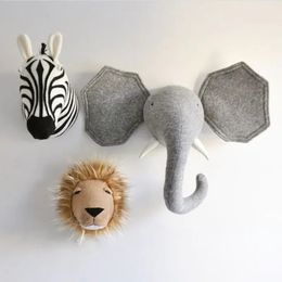 Décoration murale zèbre/éléphant/girafe 3D tête d'animal montage mural enfants jouets en peluche enfants chambre mur décoration de la maison accessoires cadeaux d'anniversaire 230317