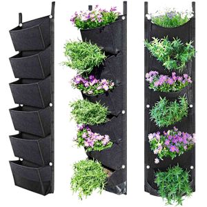 mur fleur Grow Sacs poche jardin vertical Plantation Suspendus outils de plantes à la maison tissu Légumes planteur jardin pots de culture 210615