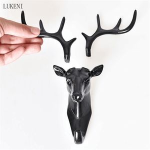 Wall Hanging Hook Vintage Deer Head Antlers for Hanging Clothes Hat Scarf Key Deer Horns Hanger Rack Wall Decoration 210414