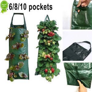 Bolsas de cultivo de plantas de fresa para jardín Vertical para colgar en la pared, bolsa para cultivo de tomates y flores, bolsa colgante para cultivo de verduras, 4/6/8 bolsillos