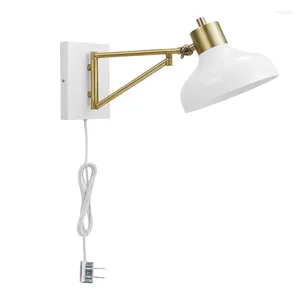 Lámpara De Pared 1 Luz Blanco Y Latón Enchufe O Cableado Brazo Oscilante Aplique 51344 Apliques De Luz Para Pared Mushroom Wall-e Led Lig