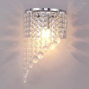 Wandlamp 1 PC Kleine chroom E27 LED SCONCE BEDBADEBADEBADE LICHT LUXE CRYSTAL SILVER MIVIROR COORSCHAP INDOOR LICHTING