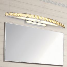 Applique murale 10/15W LED miroir en cristal lumières de salle de bains 90-260V appliques en acier inoxydable éclairage intérieur 54cm