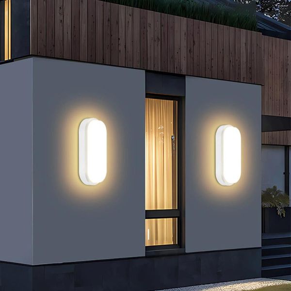 Lámpara de pared 12/15W LED ovalado impermeable balcón exterior aplastador de apliques de techo de baño iluminación de cocina de techo de baño