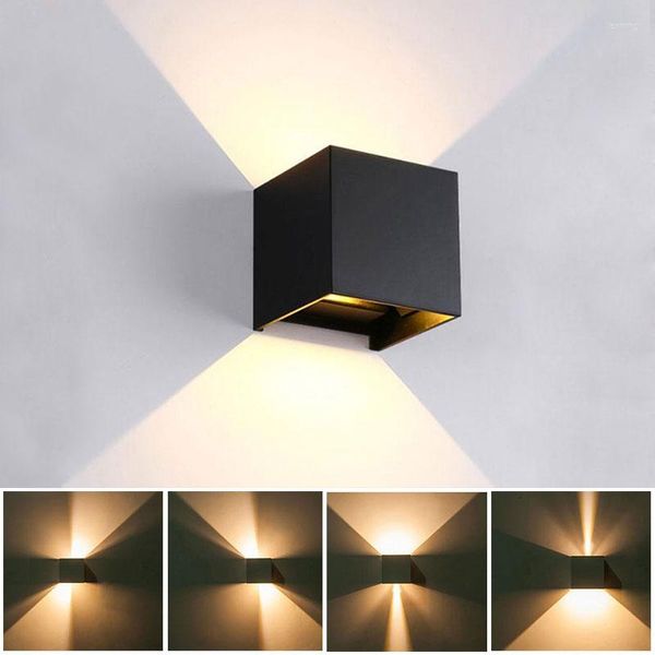 Lámpara de pared 12W LED Interior al aire libre Luz impermeable IP65 Angle de haz ajustable Diseño Cubo de cubo Patio de porche de porche