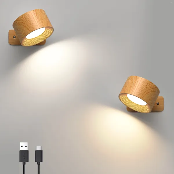 Lampe murale 1PC / 2PCS PIFEDS LED 3 niveaux de luminosité Modes de couleur Lights Faire la batterie à 360 ° Rotation Contrôle tactile Lam