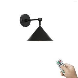 Wandlamp 1 stks 100 lumen batterij Run draadloze vintage stijl metalen sconce afstandsbediening verstelbare hoek dimable (geen batterij)