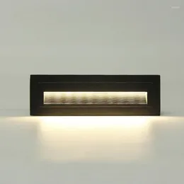 Lámpara de pared 1pcs impermeable 10W LED Paso Luz IP65 Escalera integrada de aluminio Esquina Interior Piso de la escalera empotrada Flosa