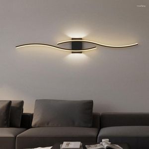 Lampe murale 1set Luxury Minimalist Strip Bedside Living Modern Living Room Grille TV Background Light