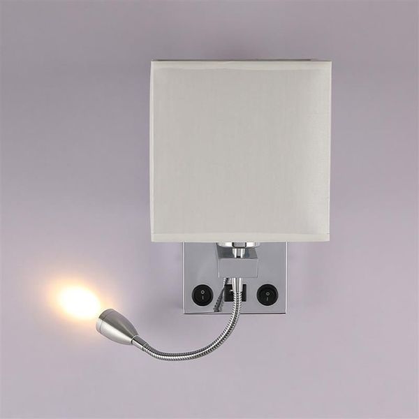 Applique 2 lumières 2 interrupteurs LED LED chevet lecture applique murale lumière maison Focus lecture bras oscillant lumière Sconces267L