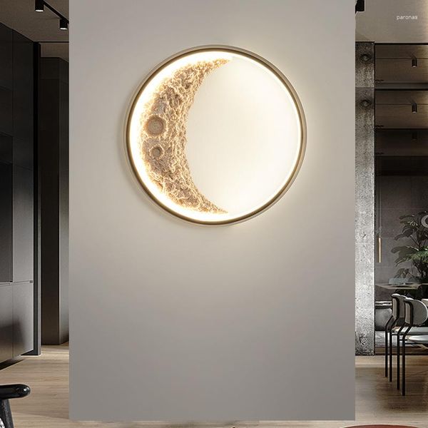 Applique murale LED de chevet, luminaire décoratif d'intérieur, créatif, moderne et Simple, pour chambre d'enfant, lune, arrière-plan de télévision, 2023