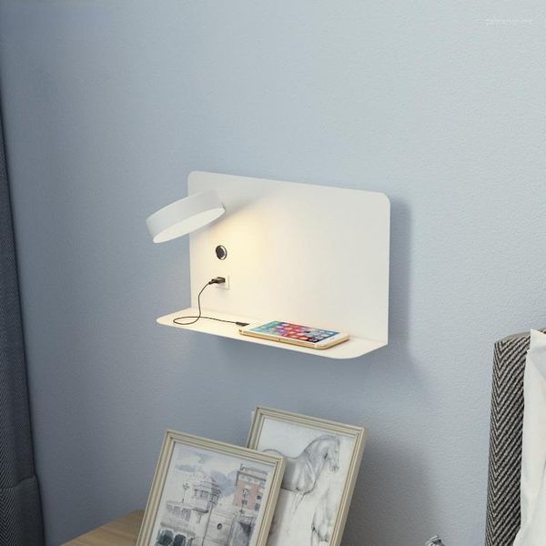 Applique 2023 Lumières Avec Interrupteur Et Interface USB Mode Blanc Noir Luminaire Couloir Allée Éclairage Art Luminaire Wandlamp