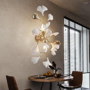 Applique 2023 Design Moderne Porcelaine Feuilles Lumières El Chambre Lobby Salon Décoration Lampes De Luxe