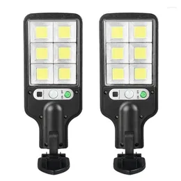 Lámpara de pared 2Pack 72COB Luces de calle con energía solar PIR Sensor de movimiento Regulable Jardín Luz nocturna al aire libre