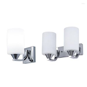 Wandlamp 2x moderne glazen LED -licht SCONCE VERLICHTING BELANGTE FICUTE Binnen slaapkamer Decor enkele/dubbele kop zonder schakelaar Wit