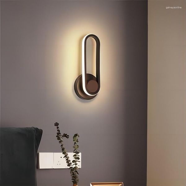 Lámpara de pared Cabecera de dormitorio giratoria de 330 ° Fondo LED Luz decorativa Corredor de viento nórdico