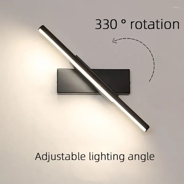 Lámpara de pared 330 ° Rotación Lámparas LED interiores Toque luces de atenuación sin pasos para la sala de estar Mirror de la sala del lado Mirador delantero delantero