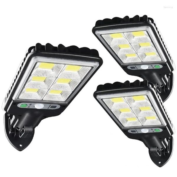 Lámpara de pared 3 Pack 72Cob Luces de calles con energía solar Pir Motion Sensor Dimmable Al aire libre IP65 Luz nocturna