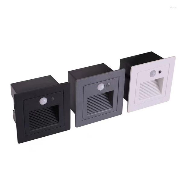 Lámpara de pared, 3W, 5W, IP65, PIR, Sensor de movimiento, LED, escalera de paso, iluminación exterior para jardín, esquina empotrada, Exterior, 220v, luz nocturna para interiores