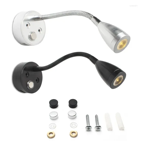 Applique murale 3W DC12V-30V LED RV lumière Yacht bateau lecture noir argent tactile gradation Port de charge USB