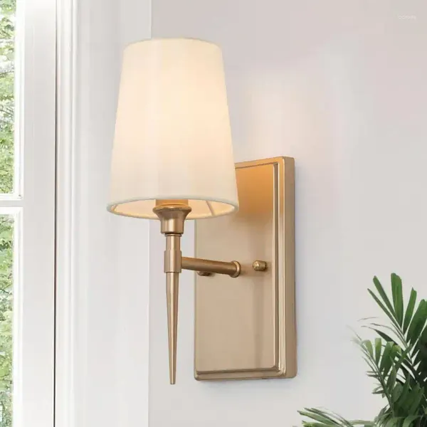 Lámpara de pared 4,7 pulgadas W 1 luz tela dorada y blanca aplique LED moderno/contemporáneo 12 luces de bollos colgante Sensor de movimiento Li