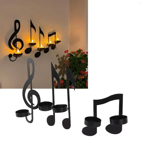 Lámpara de pared 4 unids/set soporte duradero candelabro europeo para el hogar modelado de notas decoración creativa de velas musicales para oficina