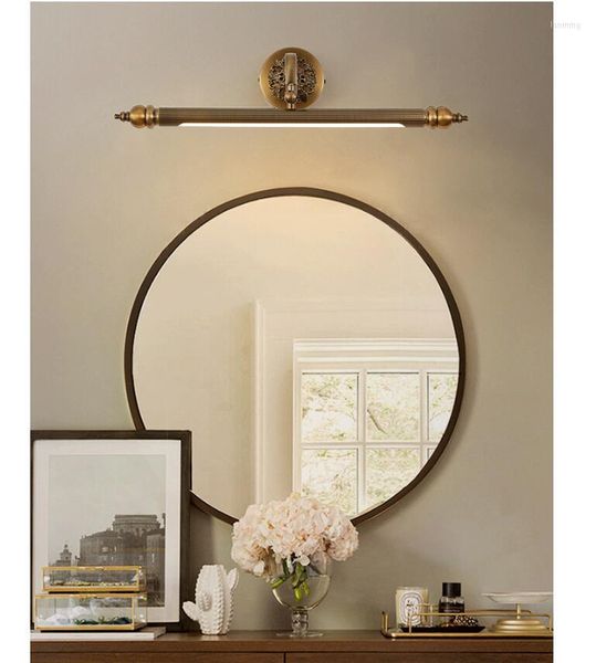 Lámpara de pared 51 CM/61 CM/71 CM espejo de baño impermeable Retro bronce gabinete luces de tocador luz Led