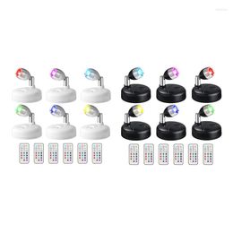 Applique Murale 6 Pcs RGB LED Spotlight Avec Télécommande 13 Couleurs Pour Couloir Oeuvre Placard Blanc