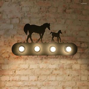 Wall Lamp 6 Style Vintage American Country Lighting Creative Industrial Horse Animal E27 voor bar slaapkamer restaurant