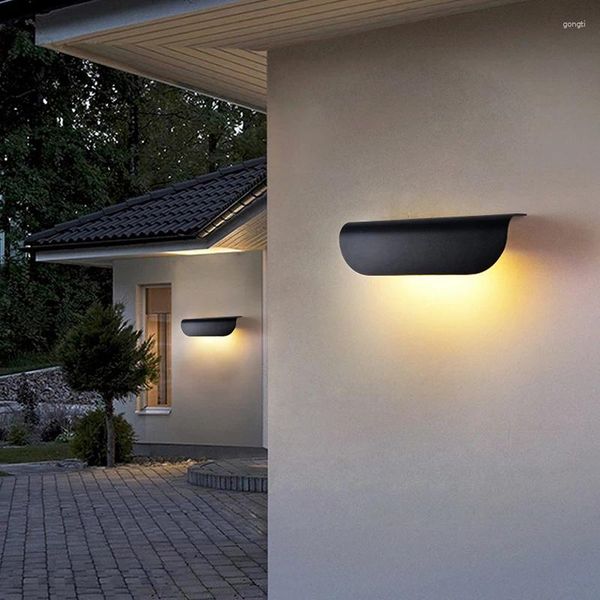 Lámpara de pared 6W 12W LED moderno Interior al aire libre Simple Black Puerta Blanca Sala de estar Pasillo Corredor Corredor AC85-265V