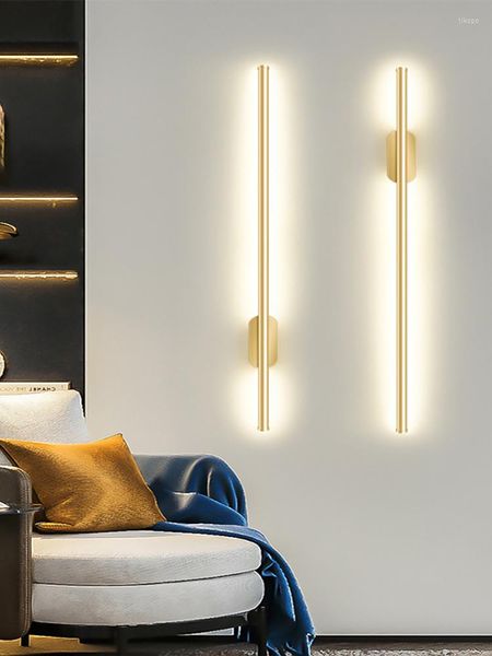 Applique murale 80 cm nordique moderne Simple lampes à LED longue bande lumineuse salon décoration canapé fond chambre chevet