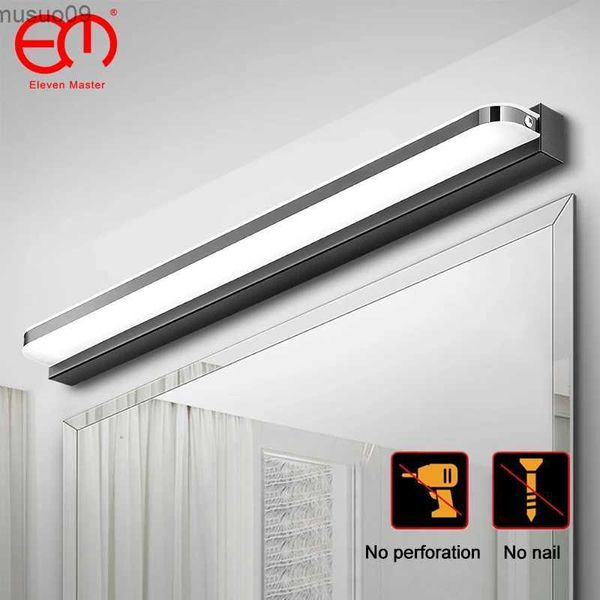 Lámpara de pared 9W/12W 220V, luz moderna para baño, luz LED para espejo de acero inoxidable, lámpara de pared para maquillaje, accesorios de iluminación para tocador, lámpara de espejo