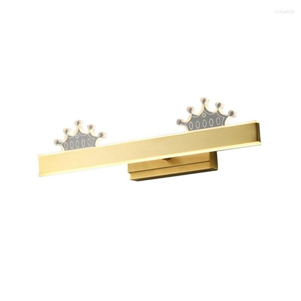 Lámpara de pared Todo Cobre American Crown Lámparas LED Espejo de baño Frente Moderno Comedor Apliques decorativos Luces Iluminación