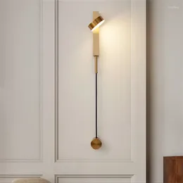 Wandlamp geheel koper slaapkamer nachtkastje led modern minimalistisch scandinavisch creatief woonkamer achtergrond gangpad licht goudkleurig