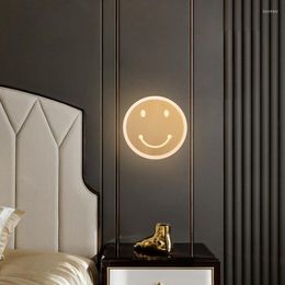 Lámpara de pared todo poste de cobre moderno creativo redondo arte dorado mesita de noche dormitorio diseñador modelo sala de estar colgar varilla trac