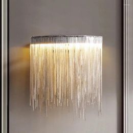 Wandlamp Aluminium Ketting Led Blaker Slaapkamer Luxe Woonkamer Binnenverlichting Goud Zilver Creatieve Trap Home Decor Glans