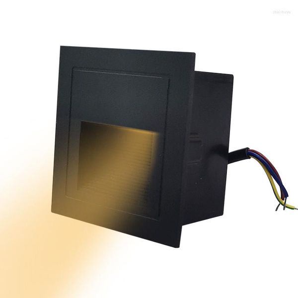 Lámpara de pared Aluminio Cuadrado Empotrado Pie Escalera Iluminación IP65 A prueba de insectos Polvo Impermeable Luz de paso Led Jardín al aire libre